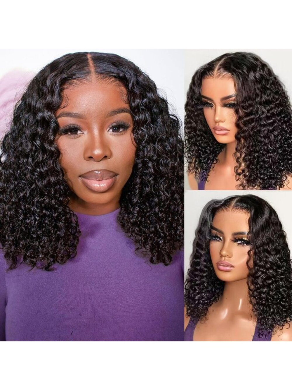 14-Inch Deep Wave Curly BOB Lace Front Wig - Pre-Plucked, Glueless, Wear & Go